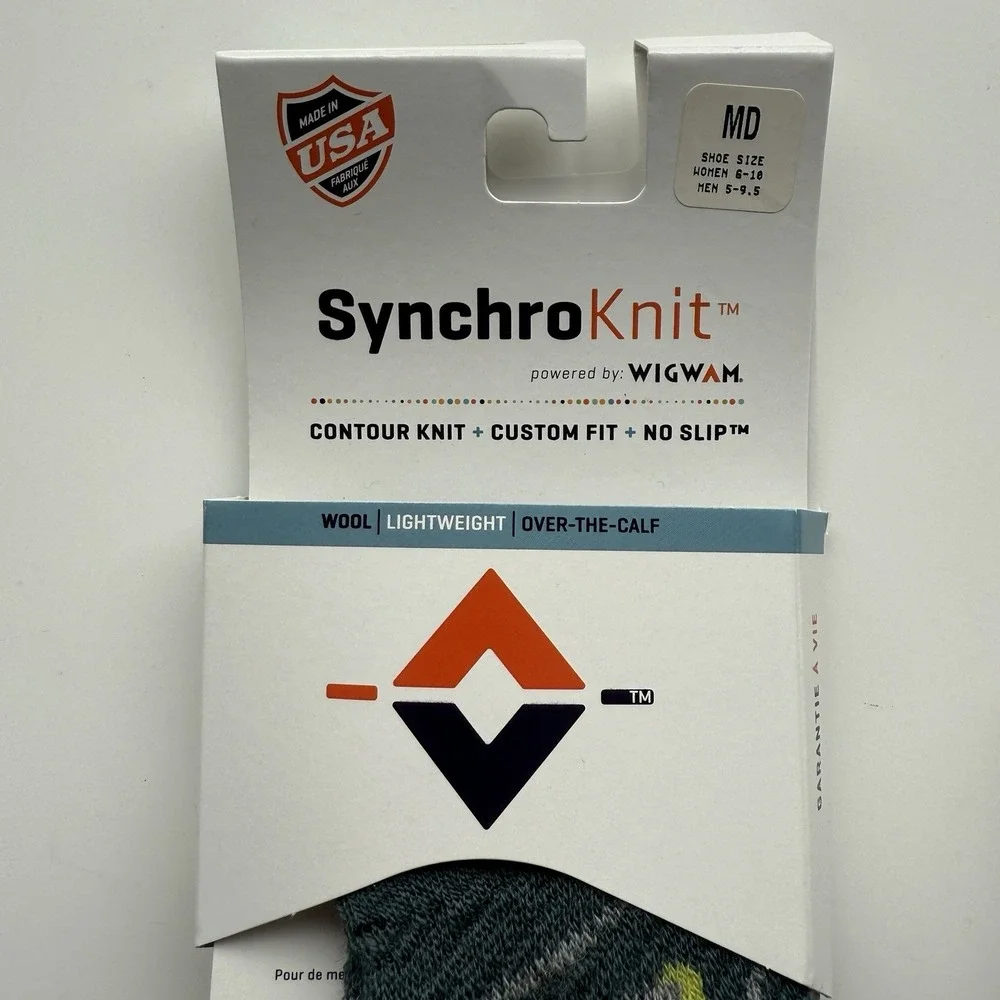 Lot 2 WIGWAM Snow Junkie SynchroKnit Wool Over Calf Sock Medium M 5-9.5 W‎ 6-10